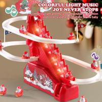 Santa Claus Ladder Toy Baby Tiktok Electric Educational Music Climbing Duckling Track Stair Toy S3I7