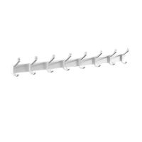 White Coat Hooks, Wall Mounted Coat Rack Aluminum Alloy Towel Rope Hook Moveable Dual-Hooks for Bathroom