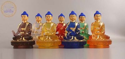 TODAY SALE 7 Pcs เอเชียตะวันออกเฉียงใต้ House ปลอดภัย Store Good Luck Talisman Amitabha Sakyamuni พระโขน Sompo Gods Seven เภสัชกรพระพุทธรูปพระพุทธรูปทิเบต