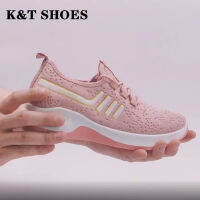 K&amp;T SHOESรองเท้าผู้หญิง รองเท้ากีฬาผู้หญิง รองเท้ากีฬาระบายอากาศได้ดี รองเท้ากีฬาสีชมพู ราคาไม่แพง ดีไซด์เกาหลี