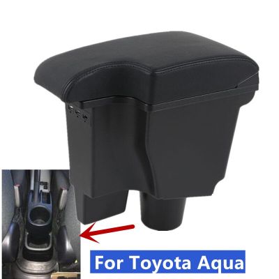 ที่เท้าแขนสำหรับ Toyota Aqua Prius C กล่องที่เท้าแขนในรถติดตั้งภายใน USB ชาร์จกล่องเก็บของอุปกรณ์เสริมรถยนต์