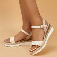 สตรีข้อเท้าสายแพลตฟอร์มรองเท้าแตะลำลอง Espadrilles Wedge รองเท้าสำหรับสตรีฤดูร้อน2023แฟชั่นสานลื่น Sandalias Mujer