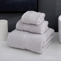 3 Pcs 100 Cotton Luxury Towel Set for Adults Home Ho Absorbent Bathroom Soft Solid Bath Face Hand Towel Pink Gray Household