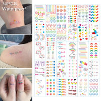 【In Stock】30Sheets/set Korean Women Body Art Fake Temporary Colorful Mini Tattoo Sticker Waterproof INS Style Rainbow Love Smiley Pattern Girls Tattoo Sticker