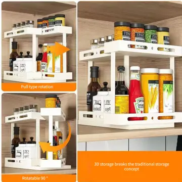 Spice Organizer Multifunctional Rotating Kitchen Shelf Sliding