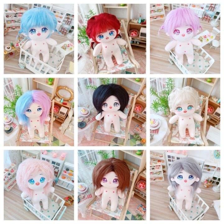 20cm No Bone Cute Doll Brown Black White Purple Hair Girls Boy ...