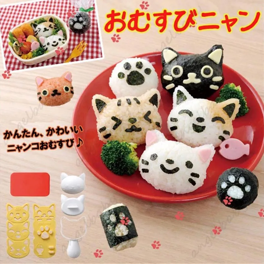 Fellibay fellibay hofumix bento accessories sushi mold rice ball mold  cartoon cat pattern sushi bento nori kitchen rice decor kits san