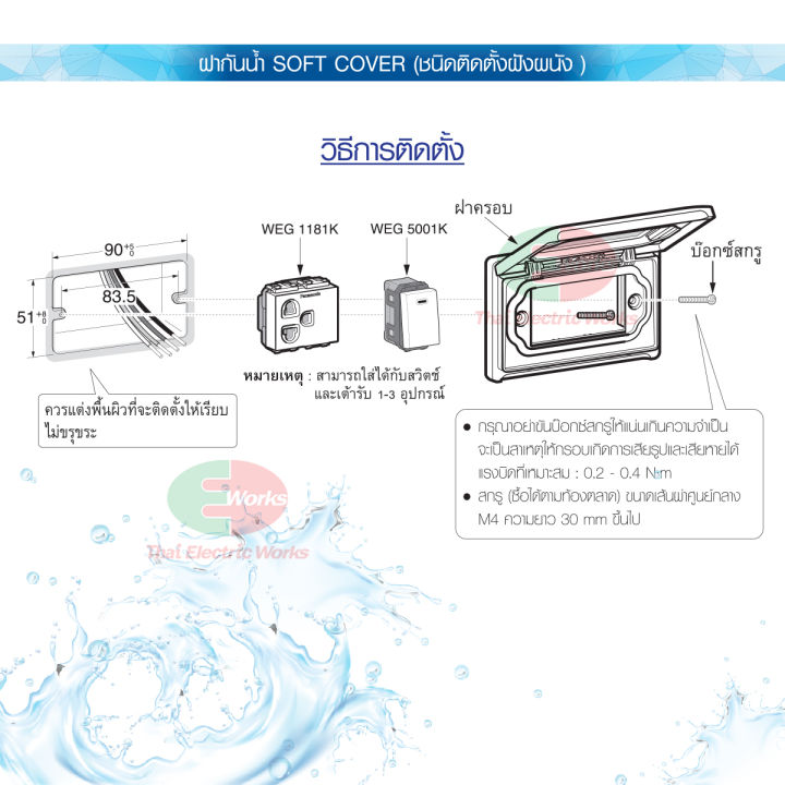 panasonic-ฝากันน้ำ-ติดตั้งแบบฝังผนัง-แบบมีพลาสติกใสแบบนิ่ม-ครอบปิด-weatherproof-plate-with-soft-cover-window-ไทยอิเล็คทริคเวิร์ค-ออนไลน์-thaielectric