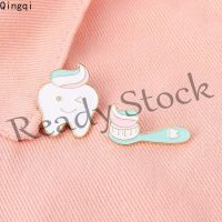 【hot sale】 ۩♞✶ B36 Funny Tooth and Toothbrush Enamel Pins Brooch Wink Smile Tooth Brooches Accessories Gift for Dentist