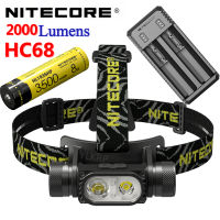 NITECORE HC68 2000 Lumen Electronic Focusing Pan Dual Light Source Headlamp, Package includes 1 Battery