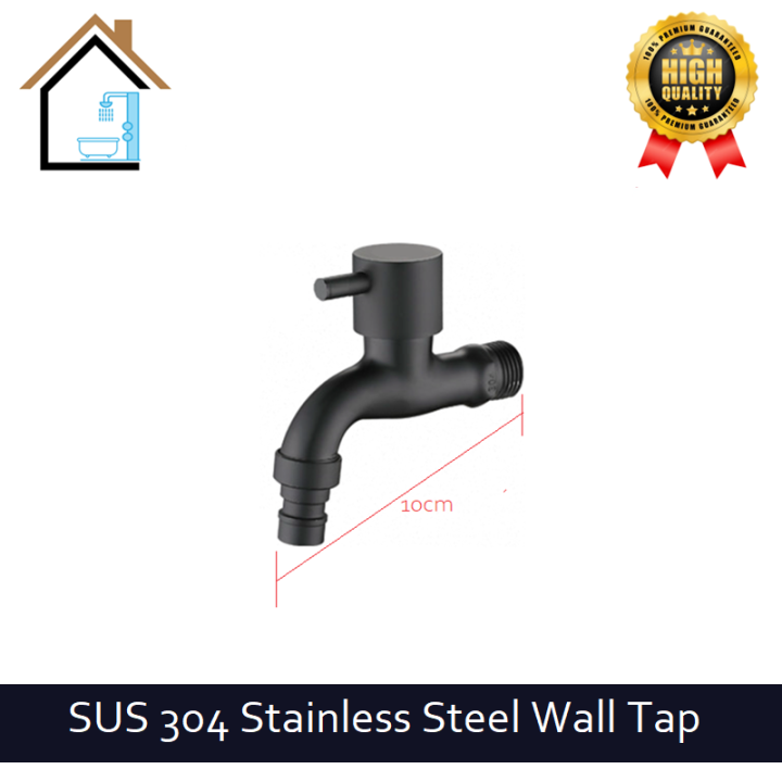 SUS 304 Stainless Steel Black Coated Wall Mount Hose Bib Tap Washing