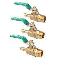 G3/8 Male To 8/10/12mm Hose Barb Brass Ball Valve Green Lvevl Handle Thicken Normally Closed Valve