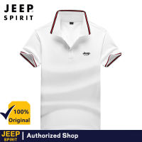 JEEP SPIRIT เสื้อยืดสีทึบแขนสั้นสำหรับผู้ชาย,เสื้อยืดลำลองขนาดใหญ่ปกของผู้ชายเสื้อโปโลผู้ชาย