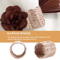 Napkin Rings,Water Hyacinth Napkin Holder Rings - Rustic Napkin Rings for Birthday Party, Dinner Table Decoration