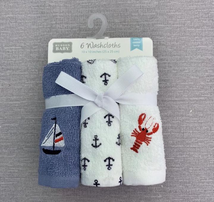 Hudson Baby Super Soft Cotton Washcloths Lobster / One Size