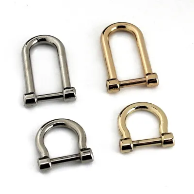 1pcs Alloy Staples Carabiner D Bow Shackle Leather Canvas Bag Belt Fob Key Ring Keychain Hook Screw Joint Connector Buckle