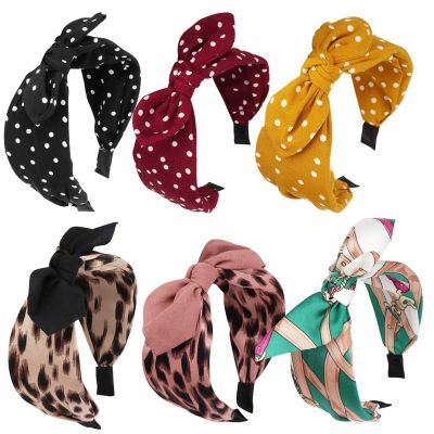 【YF】 Fashion Hair Bands Dot Leopard Print Wide Headbands Fabric Clip Rabbit Bows Designer Hoop  for Women Young Girls