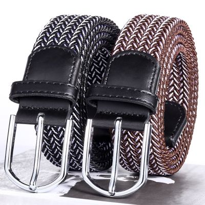 Men Women Elastic Stretch Waist Belt Black Canvas Stretch Braided Elastic Woven Leather Belt Wide Hot Metal Stretch