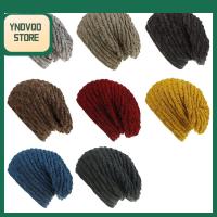 YNDVQO STORE อุปกรณ์กลางแจ้ง อบอุ่น ไม่เป็นทางการ หมวกถักฤดูหนาว Beanies ถุง ขนแกะหนา หมวกสกี