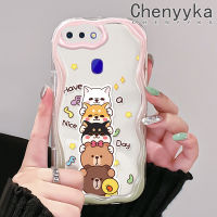 เคส Chenyyka สำหรับ OPPO R17 R15 Pro เคสการ์ตูนดีวันสัตว์มีลวดลายเนื้อครีมดีไซน์ใหม่ขอบคลื่นนุ่มเคสมือถือกันกระแทกแบบใสโปร่งใสลายกล้องถ่ายรูปเรียบง่ายอ่อนโยนฝาครอบป้องกัน