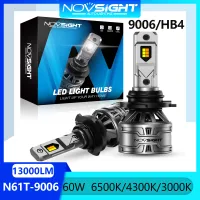 Novsight N61T HB4 9006 LED ไฟหน้าหลอดไฟ 6500 K/4300 K/3000 K 3 อุณหภูมิสี LED รถ High Beam/Low Beam 60 W 13000LM Plug and Play ในสต็อก 2 ชิ้นรับประกัน 2 ปีจัดส่งฟรี