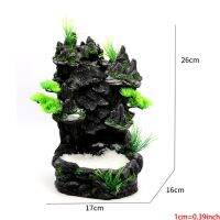 Mountain View Decor Rockery Landscape Rock Ornament With Trees Sand Waterfall Fish Tank Decoration No Fade Easy To Clean