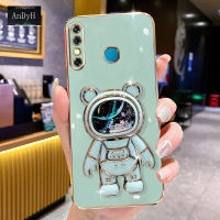 AnDyH Phone Case infinix Hot 8/Hot 8 Pro/X650/X650C/X650B/X650D 6DStraight Edge Plating+Quicksand Astronauts who take you to explore space Bracket Soft Luxury High Quality New Protection Design