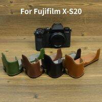 เคส PU ครึ่งกล้องสำหรับ Fujifilm X-S20ฐานป้องกันด้านล่างปกหนังรูสกรู1/4รูเปิดแบตเตอรี่สำหรับ XS20ฟูจิ