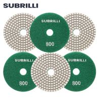 SUBRILLI 6PCS 4 Dry Wet Diamond Polishing Pads Flexible Grinding Disc For Concrete Floor Stone Polish White Resin Bond 50-3000