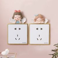 4 Pcs Lot 3D Cartoon Angel Switch Sticker Nordic Decor Creative Home Wall Decoration Outlet Accessories Stickers Resin Crafts Wall Stickers Decals