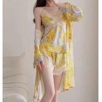 --SY23726✚ net celebri yeow jersey jamas women summer h d spenders two-piece ghtgown flower home clot