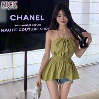 NICK Off-The-Shoulder Hanging Camisole เสื้อชั้นในเซ็กซี่ฤดูร้อนของผู้หญิงเดรสชั้นในแขนกุดแท้