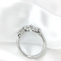 AEAW 2ctw 6.5mm Round Cut Engagement&amp;Wedding Moissanite Diamond Ring Double Halo Ring Platinum Plated Silver