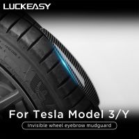 LUCKEASY สำหรับ Tesla Model3 Y 2023หลอดไฟเลี้ยวล้อแผ่นบังโคลน ABS บังโคลนอุปกรณ์ตกแต่งภายนอก