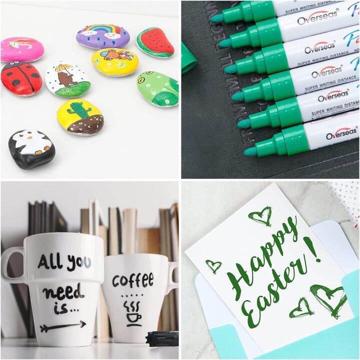 green-paint-pens-paint-markers-12-pcs-waterproof-oil-based-paint-pen-set-quick-dry-and-permanent-markers-for-rock-painting