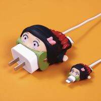 ที่ชาร์จสายเคเบิลป้องกันลายอสูรฆ่าอสูรน่ารักชุดป้องกันสายเคเบิล USB การ์ตูนสำหรับ12คน