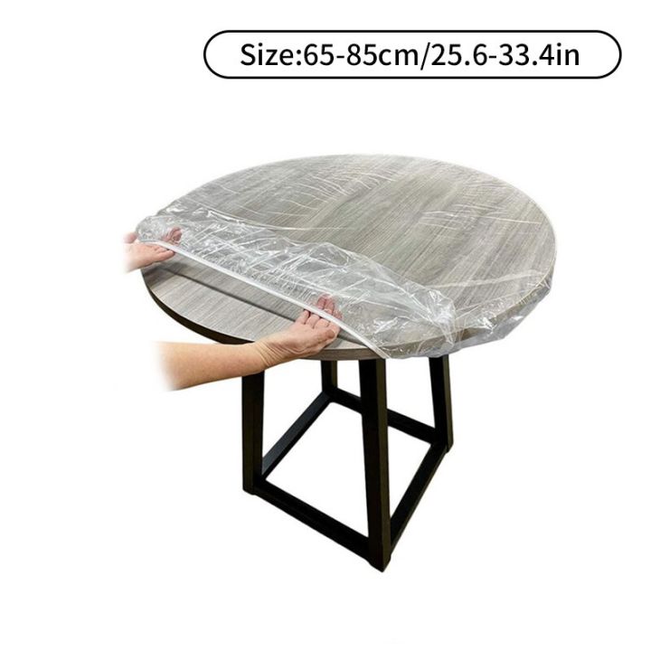 ใหม่2023-ผ้าปูโต๊ะทรงกลมพลาสติกพีวีซีเสื่อโต๊ะกันน้ำใสขอบยางยืดผ้าคลุมโต๊ะจัดเลี้ยง