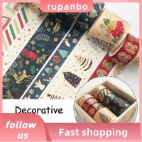 RUPANBO039392692 8pcs/set วรรณกรรมสำหรับเด็ก สุขสันต์วันคริสต์มาส อินส์ อัลบัมภาพ เล็กๆน้อยๆสด เครื่องเขียนสร้างสรรค์ บัญชีมือ เทป Washi สติกเกอร์ตกแต่งลาย วัสดุดีไอวาย