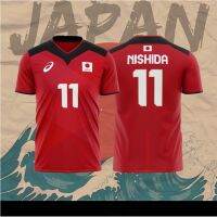 2021ใหม่ญี่ปุ่นวอลเลย์บอลโอลิมปิก Jersey Nishida Yuji No.11 /3สี Casual ผู้หญิงผู้ชาย Tshirt