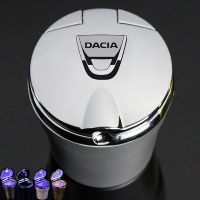 【 Party Store 】 1Pcs For Dacia Lodgy 2 Mcv Sandero Duster Logan Sandero Car Logo Ashtray With LED Light Trash Box Creative Personality Ashtray