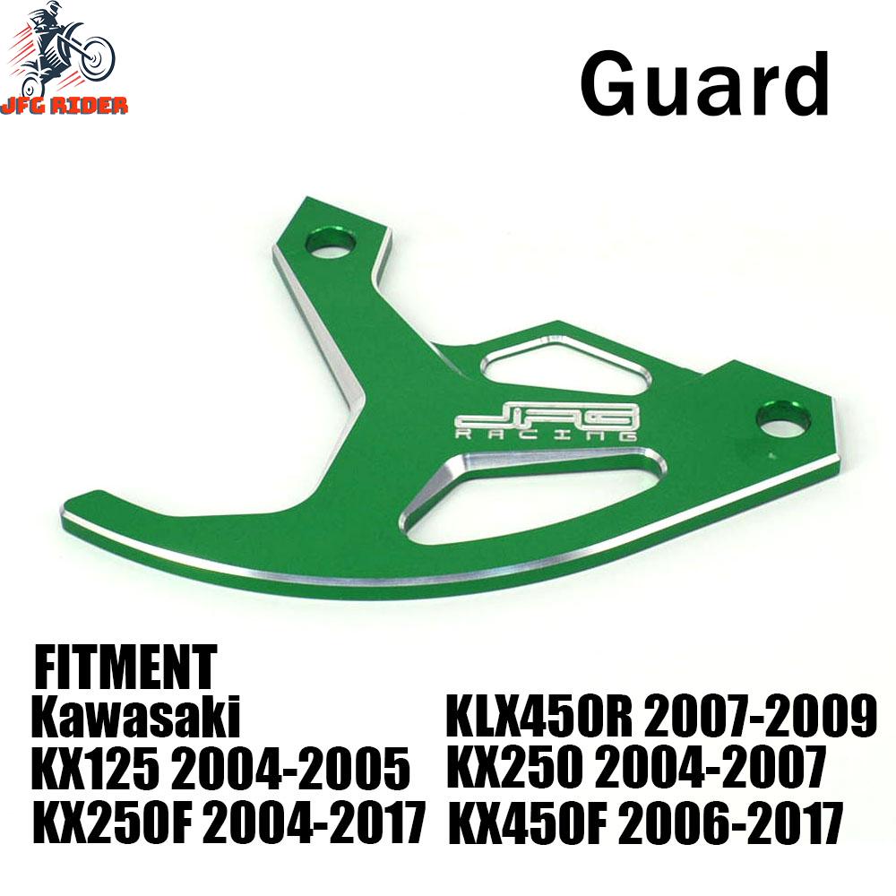 CNC Rear Brake Disc Rotor Guard Protector Cover For KAWASAKI KX125 2004-2005 KX250 2004-2007 KX250F KXF250 2004-2017 KX450F KXF450 2006-2017 KLX450R 2007-2009 KX 125 250 250F 450F Dirt Bike 
