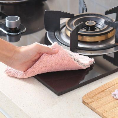 Double-Layer Microfiber Kitchen Dish Cloth Cleaning Towel Dust Cleaning Tools