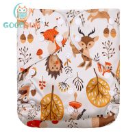 Goodbum Animal Forest Washable Adjustable Large Cloth Diaper Double Gusset 8-25 KG Cloth Nappy For Baby Cloth Diapers