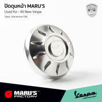 MARUS ฝาปิดดุม ล้อหน้า สีเงิน งานอลูมิเนียม CNC รับประกันของแท้ MADE IN TAIWAN สำหรับ เวสป้า New Vespa ทุกรุ่น