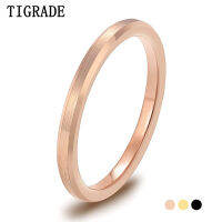 Tiggrade ขอบเอียง Menolak Cincin Nipis 2มม. วงแหวนทังสเตน Perkahwinan Meningkat EmasEmasHitam Warna Cincin Pertunangan