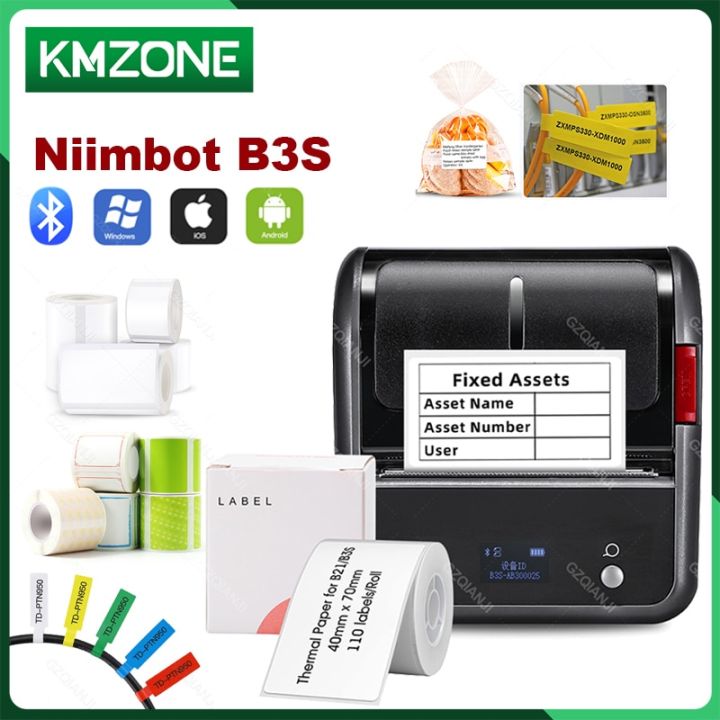 NIIMBOT B3S Label Maker with Tape, 3Inch Portable Bluetooth Thermal Label  Printer, QR Code,Small Business, Compatible with iOS & Android 