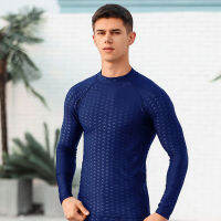 Men Swimming Swimwear Long Sleeve Quick Dry Breathable Sunscreen Solid Color Swimsuit Water Sports Beach Swimming Surfwear 2022