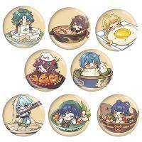 Genshin Impact Anime Xingqiu Chongyun Venti Xiangling Xiao Zhongli Hutao Aether Q Ver. Kawaii Food Play Metal Badge Brooch Pin