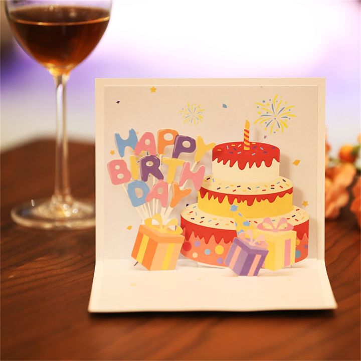 sanwood-ไม้พาย-การ์ดวันเกิดของขวัญเค้กสะดุดตาพิมพ์หลายสีการ์ดวันเกิดมีความสุข3d-สำหรับเพื่อนการ์ดอวยพรที่ใช้งานได้จริง