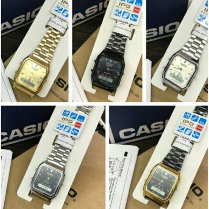 Casio vintage watch oem water resistant AQ230 dual time Lazada PH